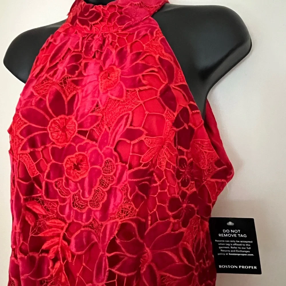 Boston Proper Red Floral Lace Dress - Picture 2 of 5